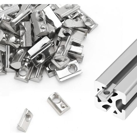 50 Pièces Écrous pour Rainures en T M8, Écrous avec Bille de Centrage en Acier au Carbone, Série 40 Écrou Profilé Aluminium, pour Profilé Aluminium, CNC (1/5)