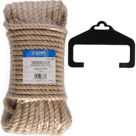 Cuerda yute natural 3 cabos calibre 8 mm x 15 m (1/2)