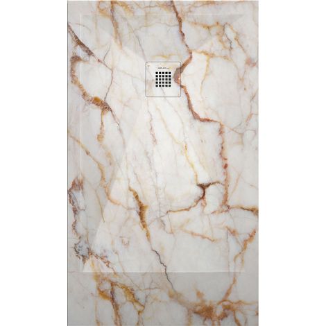 Receveur de douche Marbre creme, finition Lisse Stone 3D, grille de couleur - 100 x 80 cm (1/4)