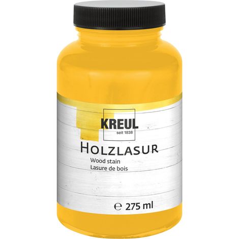 Lasure Acrylique pour Bois aux Couleurs intenses, 275 ML Verre Plastique Jaune Soleil, pour Bois Naturel et Non traité, Fluide - Peinture Liquide à Base d'eau (1/5)