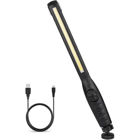 Lampe de travail d'urgence, lampe d'inspection d'urgence rechargeable par USB, lampe torche COB avec base magnétique et crochet, pour le bricolage, le travail, la marche, la pêche et le camping. (1/5)