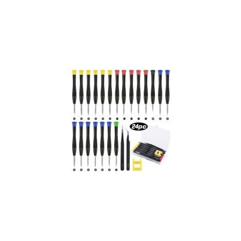 24PCS Mini Tournevis, Tournevis de Réparation Précision Lunettes PC PS4 Montre Bijoux Lunettes,Téléphone, 2 Pince à Épiler, Magnétiseur et Boîte de Rangement (1/5)