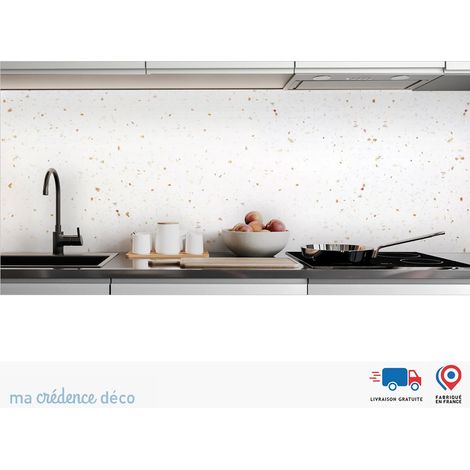 Crédence : Terrazzo graphique 3 - Couleur Beige orange - Alu composite - 60 - 120 (1/3)