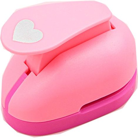 Poinçon à trous - Creative Pons - Poinçon forme de cœur - 6,34,9 cm - Rose - Plastique - Papier fait à la main - Carte découpée - Reliure - Perforateur pour papier - Machine de reliure de journal - Po (1/5)
