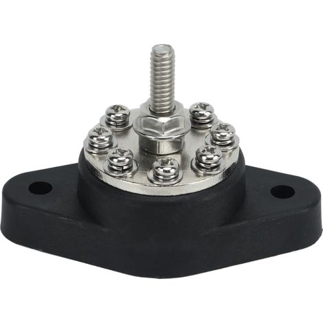 Bornes de distribution électrique 12V 48V, bloc de jonction batterie à plot unique M6 noir 1/4in, pour voitures, camping-cars, bateaux, camions (1/5)
