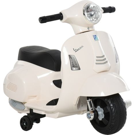 VESPA Moto Elettrica Motocicletta per Bambini, 18-36 mesi, 3 km/h, Luce LED & Suono, Plastica PP & Metallo, Bianco, 66,5x38x52cm (1/5)