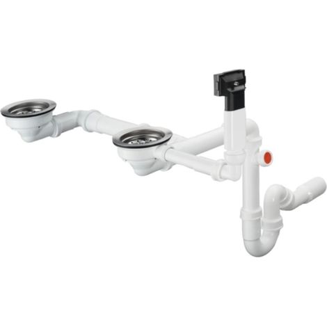 Hansgrohe – Garniture de vidage pour évier granit à deux bacs – Système d'évacuation avec bonde panier – Diamètre siphon 40/50 mm – 43928000