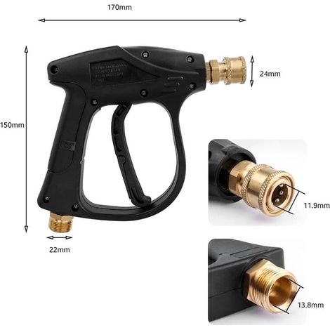 Pistola idropulitrice ad alta pressione da 4350 PSI - Pistola schiumogena con attacco rapido M22, getto per autolavaggio (1/5)