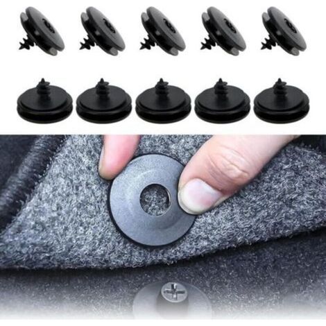 10 pièces Support Universel pour Tapis de Voiture, Clip 3-en-1 pour Fixation et Voiture, Convient pour Tapis, par Bouton-Pression, Clip antidérapant pour Tapis Sol, fixclips (Noir) (1/4)