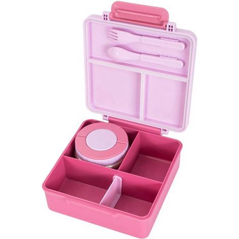 Boîte à bento portable à 4 compartiments avec bol à soupe, vaisselle légère, résistante et adaptée au contact alimentaire, idéale pour la préparation de repas sains (rouge). (1/5)