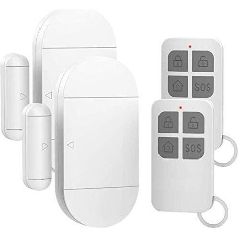 2 sensori di allarme magnetici wireless per porte e finestre con 2 telecomandi per sistema di sicurezza domestica, sicurezza bambini, antifurto, rilevatori antieffrazione, sirena da 130 dB -Crezuo
