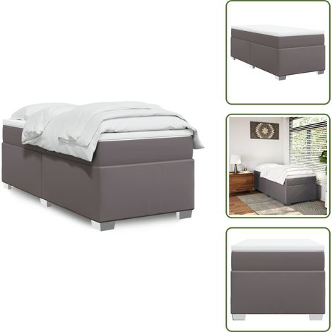 Sommier à lattes de lit avec matelas Gris 90x190 cm Similicuir - Sommier À Lattes De Lit - Sommiers À Lattes De Lit - Lit - Meuble De Chambre À Coucher (1/5)