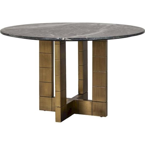 Table à manger élégante marbre noir - Noir et or (1/5)