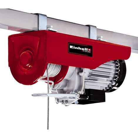 Einhell TC-EH 600 Argano elettrico (220-240 V, 50 Hz, 1050 W portata senza rullo guida da 300 kg, con rullo 600 kg, cavo 18m)