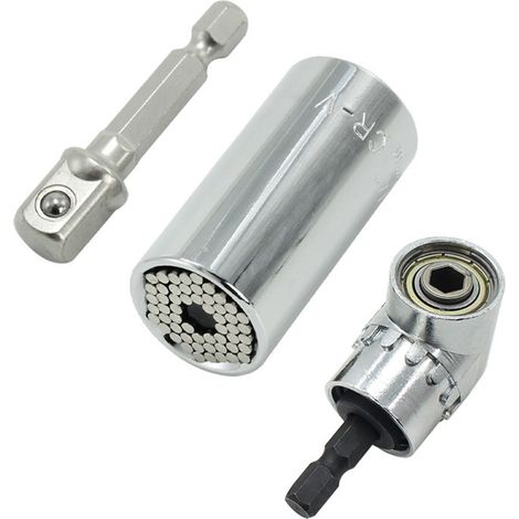 Lot de 3 adaptateurs cliquet pour visseuse à angle 105° - Embout tournevis et douille - Outillage manuel industriel (1/5)