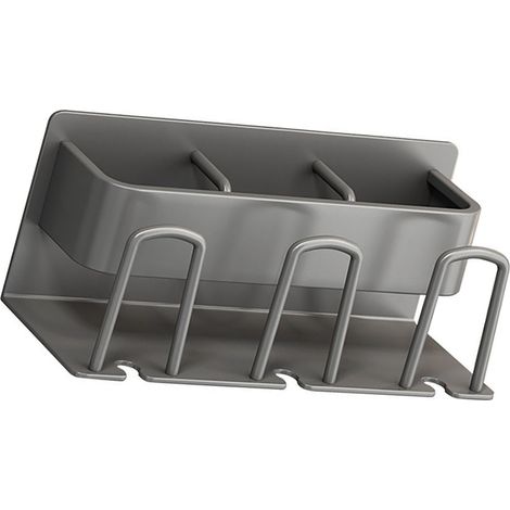 Porte-brosse à dents mural sans perçage, organiseur de salle de bain gris, support électrique avec 3 gobelets, gain de place (1/5)