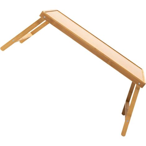 Table Pliante Mini en Bambou Beige pour Ordinateur Portable Stable et Confortable, Rangement Facile, Style Simple et Élégant, Usage Intérieur ou Extérieur (1/5)