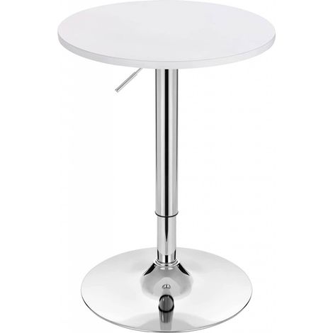 Woltu – Table de bar ronde réglable 69,5-91,5 cm – Pivotante 360° – MDF et métal – Base large pour stabilité – Couleur blanche