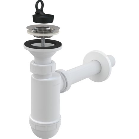 Sifón para lavabo DN32 con colador de acero inoxidable DN63, PP, capacidad 57 L/MIN (1/3)