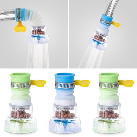 Set mit 3 Wasserfiltern für Duscharmatur, Küchenarmatur, verstellbaren Armaturkopf, 360-Grad-Armaturenverlängerung für Dusche (1/5)