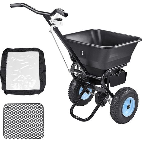 Épandeur à pousser, capacité 100 lbs, largeur de diffusion 0-9,8 pi, pneus pneumatiques 13 po tout-terrain, pour engrais, semences, sel et fondant. (1/5)