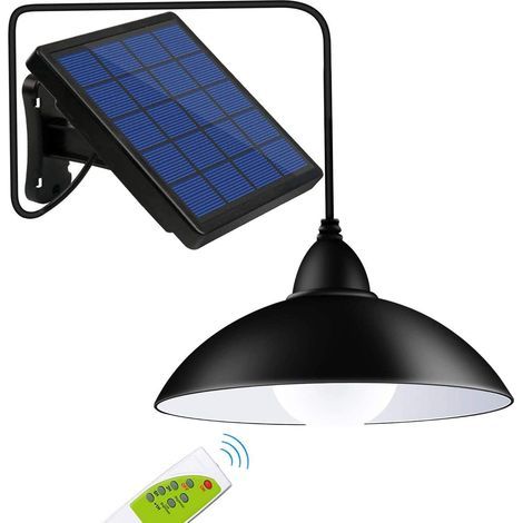 Lumières extérieures intérieures, 12 LED (équivalent à une luminosité incandescente de 50 W) Lampe suspendue solaire à télécommande étanche pour gazebo, jardin, garage, cour, patio, pelouse, balcon (1/4)