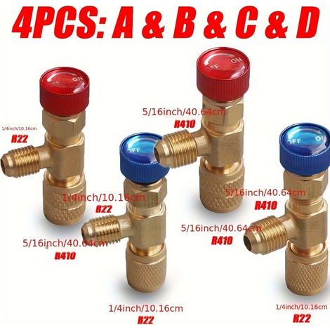 4PCS Vanne De Remplissage Liquide Climatiseur R22 Conversion De Fréquence R410A Vanne De Sécurité Manuelle Antigel Au Fluor (1/5)