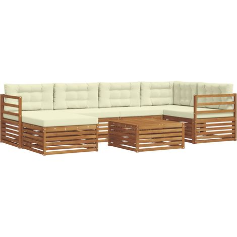 Conjunto de sofás de exterior con cojín 7 pcs Natural y Crema vidaXL (1/5)