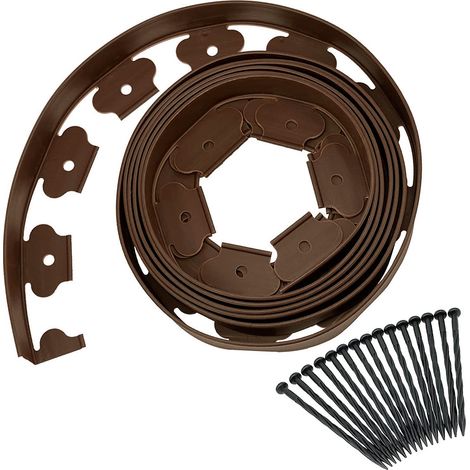 Barrière de jardin pour gazon, 5 m, couleur café, bordure en polyéthylène haute densité pour aménagement paysager