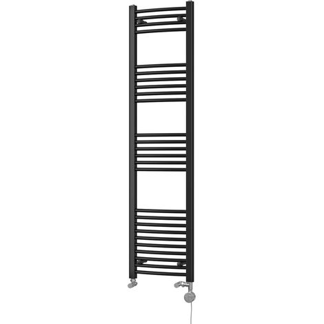 Zennor - Black Dual Fuel Towel Rail H1600mm x W400mm Thermostatic - Curved (1/3)