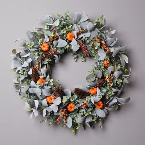 Weihnachtsdekoration für die Wand, Halloween, Thanksgiving, Pflanze, bereiftes Blatt, Kürbis, Herbstkranz, Anhänger, Türdekoration (1/3)