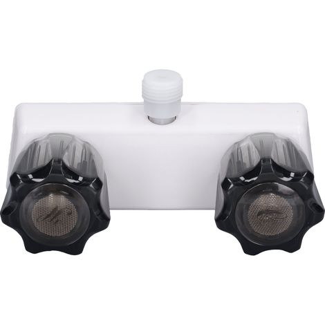 Vanne de dérivation de robinet de douche RV, contrôle de mélange avec 2 boutons, roue pour camping-car, Base blanche, bouton marron