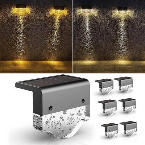 Luces solares para jardín, luces decorativas solares para exteriores con 2 modos, juego de 6 luces solares para patio, jardín, escalones, escaleras y cercas. (1/4)