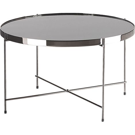 Side Table LUCEA Tempered Glass Silver