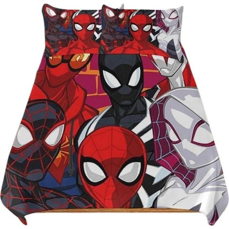 Housse de couette Spiderman, 200 x 200 cm, imprimée en 3D, pour enfant, en microfibre, taille double (1/4)