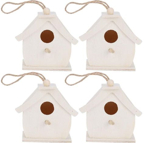 Mini maison d'oiseaux en bois suspendue, 4 pièces, nids d'oiseaux, ornements pour jardin extérieur, balcon, cour (1/5)