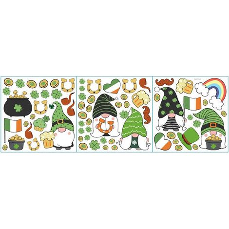 Fensteraufkleber zum St. Patrick's Day, Irischer Tag, Zwergklee, Statischer Wandaufkleber