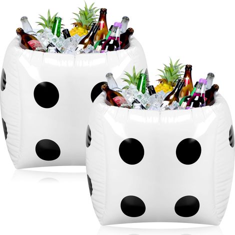 Glacière gonflable en forme de dé, grand seau à glace gonflable en forme de dé, décoration sur le thème du casino pour les fêtes d'été à la piscine, à la plage, les barbecues et les soirées jeux (1/5)