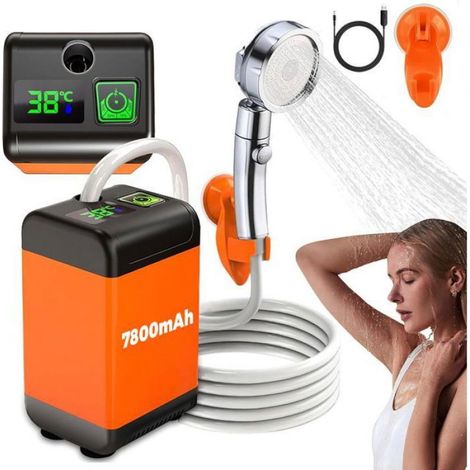 Douche Portable - Pompe Électrique Rechargeable 7800 mAh - Régulation Numérique Température et Pression - Pour Camping Randonnée Voyage Plage - 1 Pièce (1/5)