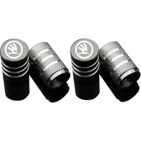 (Gris) 4 bouchons de valve de pneu en aluminium pour voiture, compatibles avec Rapid Octavia, Kodiaq, Karoq, Octavia Citigo, Fabia et Superb (1/5)