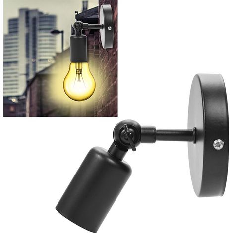 Applique Murale Vintage Support Lampe E27 pour Bar Café Chambre (Noir, Métal) (1/5)