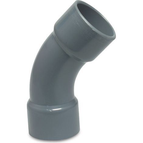 Mega Bogen 45° PVC-U 32 mm Klebemuffe 16 bar, grau