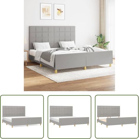 The Living Store Bettgestell ohne Matratze Hellgrau 160x200 cm Stoff - Bettsofa - Boxspringbetten - Doppelbett - Lattenrost - Schlafzimmermöbel (1/5)