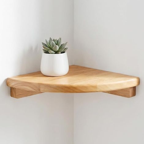 Étagère d'angle Murale, étagère Flottante Angle en Bois Massif, Petite étagère Bois pour Cuisine, Salle de Bain, Chambre et Salon, décoration d'angle Bords arrondis (18 cm/7 Pouces) (1/5)