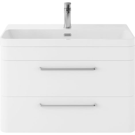 Balterley Croxden 800mm Wall Hung 2 Drawer Vanity Unit with Ceramic Basin - Pure White (1/4)