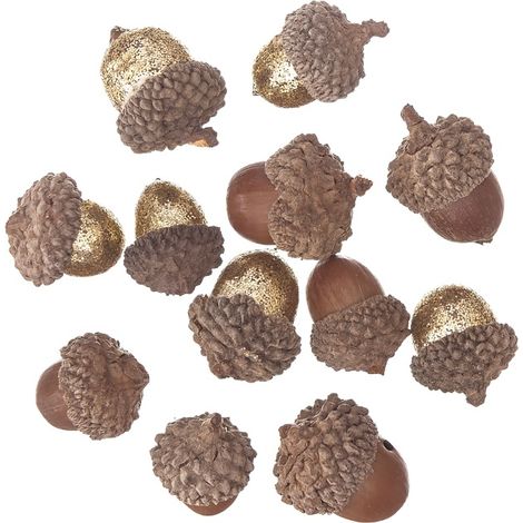 Bellotas con purpurina y naturales, 12 unidades. (1/3)
