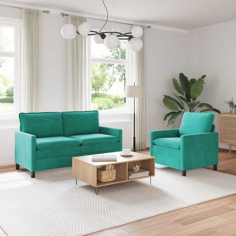 vidaXL Sofa Set 2 pcs Türkis Samt (1/5)