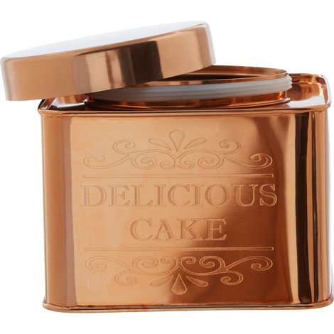 Premier Housewares Cake Canister Stainless Steel Storage Containers For Kitchen Store Flour / Other Ingredients Copper Finish Canisters / Containers With Lid 19 x 15 x 19 (1/4)