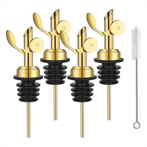 Lot de 4 becs verseurs pour bouteille, distributeur d'huile d'olive à fermeture automatique, doré (1/5)
