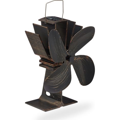 Ventilatore per camino decorativo automatico distribuzione calore 20 x 20 x 30 cm in metallo nero 130009356
